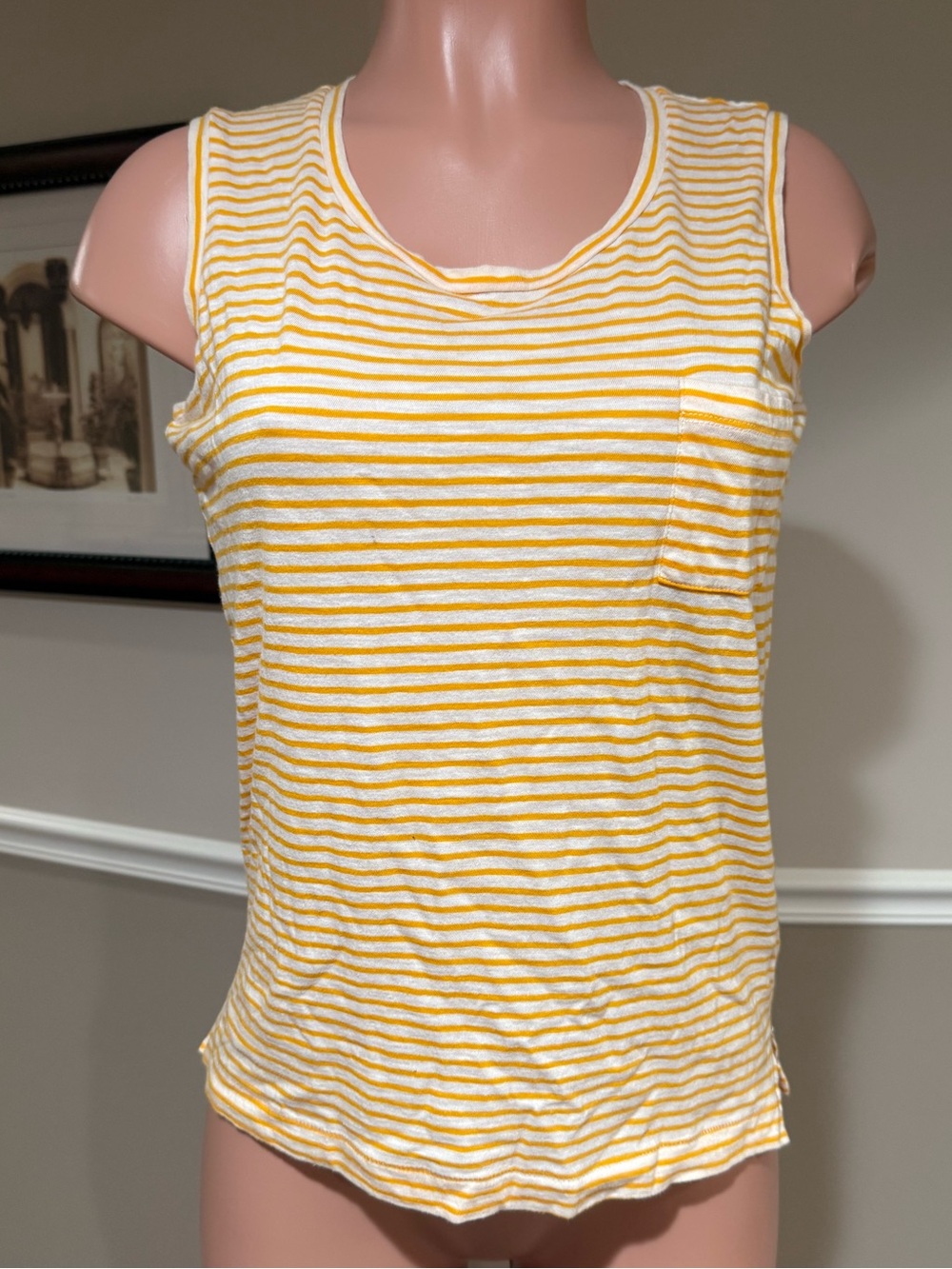 Madewell Yellow and White Striped Tank Top